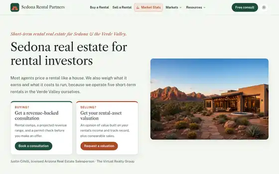 Sedona Rental Partners homepage